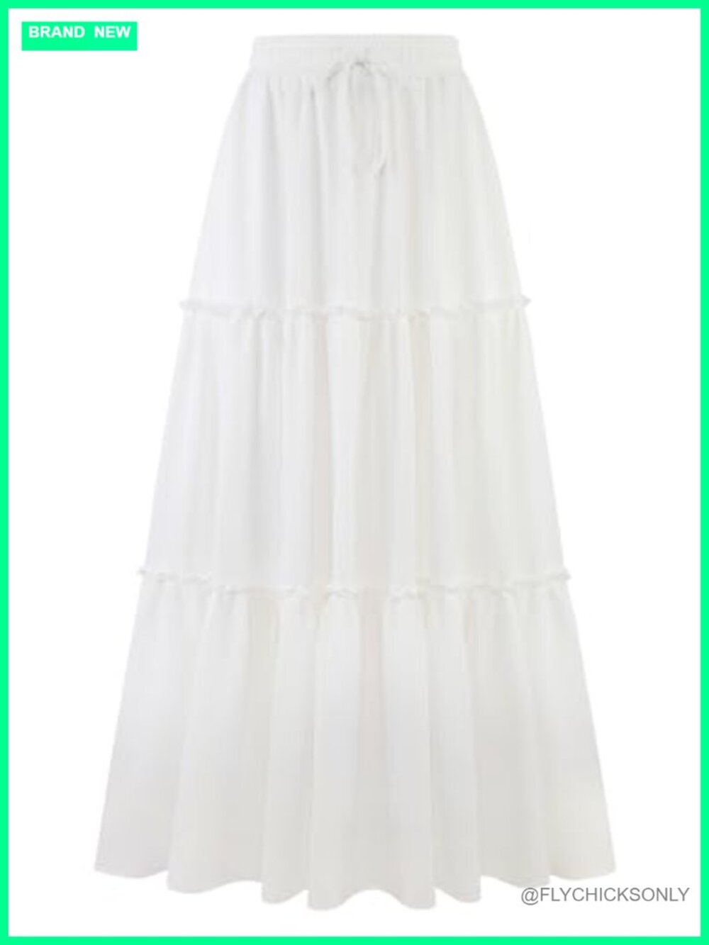 Women's Summer Maxi Skirt High Waist Pleated Ruffle Flowy Beach Skirt
